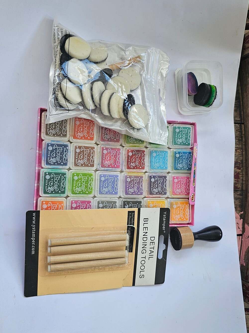 Ystamper Detail Blending Tools and 24 Colors Ink Pad Set with Extra Sponges